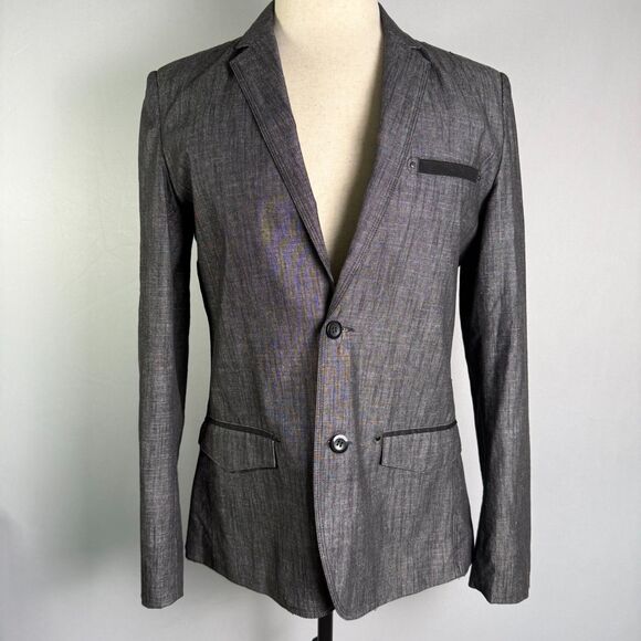 Guess Men's Chambray Sport Coat, Single Breast, Charcoal Gray Sz Medium 2/$50 - Picture 1 of 16